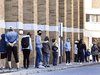 People line up at a COVID assessment centre in Toronto on Friday, Sept. 18.