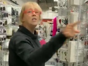 This unidentified woman was filmed mocking and berating employees at a Calgary store who asked her to put on a mask, as per the city bylaw. The incident happened at a Calgary Fabricland on Sunday, Sept. 13.