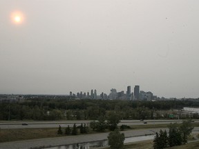 Smoky skies roll into Calgary from wildfires on the west coast. Sunday, September 13, 2020.