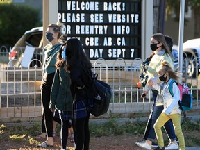 Students at Stanley Jones School head back to classes on Tuesday, September 1, 2020.
