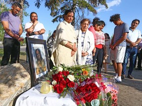 Family and friends gather to remember Anjna Sharma on May 23, 2018, a year after she was struck and killed by a truck near 26th Avenue N.E.