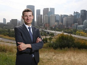Jeromy Farkas poses at Rotary Park in Calgary on Wednesday, Sept. 16, 2020. The Ward 11 councillor has declared his intention to run for mayor in 2021.