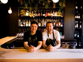 Blake Flann, left, with his partner and front of house manager Kale McIvor at 4296 in Canmore.