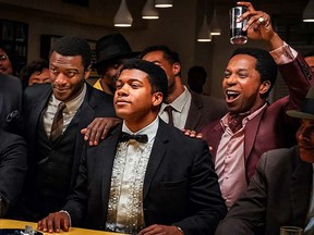 From left, Aldis Hodge, Eli Goree and Leslie Odom Jr. in One Night in Miami.