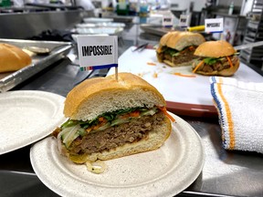 A banh mi sandwich made with a plant-based Impossible Pork patty. Industry experts say Alberta is well positioned to be a major player in the plant-based foods industry.
