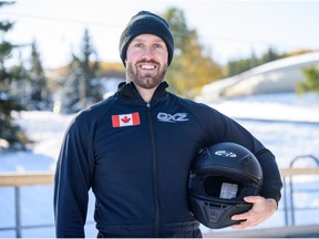 Ryan Sommer, Bobsleigh World Championship and World Cup Medallist, along with other Bobsleigh, Skeleton and Luge athletes come together in effort to save the future of Calgary Bobsleigh, Skeleton and Luge Track on Thursday, October 10, 2019. CanadaÕs sliding sports athletes will head to Whistler and the United States to train this Thanksgiving weekend. Azin Ghaffari/Postmedia Calgary