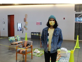 Seth Cardinal Dodginghorse is a contemporary artist who has created installations about the loss of his Tsuut'ina home to make way for the southwest ring road. He just unveiled a new installation in the Calgary Central Library. Courtesy Laura Robinson