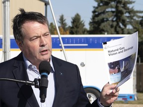 Premier Jason Kenney announced a new natural gas strategy on Tuesday, Oct. 6, 2020, with Energy Minister Sonya Savage and natural gas and electricity associate minister Dale Nally.