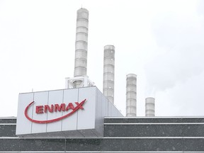 Enmax signage is shown in downtown Calgary on Friday, Oct. 23, 2020.