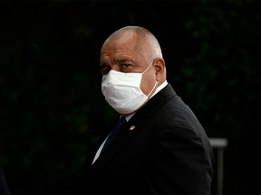 FILE PHOTO: Bulgaria's Prime Minister Boyko Borissov leaves a meeting at the EU summit, amid the coronavirus disease (COVID-19) outbreak, in Brussels, Belgium early July 21, 2020.