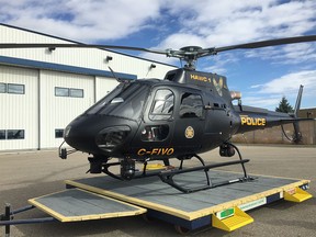 Calgary police unveiled one of the replacement helicopters for HAWCS on Tuesday, Oct. 6, 2020.