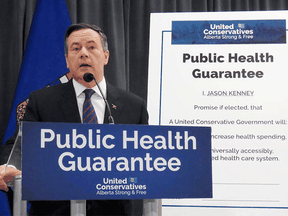 UCP Leader Jason Kenney outlines his party's health platform ahead of Alberta's 2019 election in Edmonton on Feb. 20, 2019.