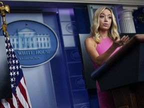 White House Press Secretary Kayleigh McEnany defends President Donald Trump during a press briefing the White House on September 9, 2020 in Washington, DC.