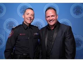 Calgary police Chief Mark Neufeld and Shane Gauthier, CEO of Aboriginal Friendship Centre of Calgary.