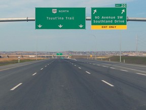 The Tsuut'ina Trail section of the southwest Calgary ring road moments before it opened to traffic on Thursday, October 1, 2020.