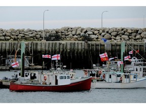 Fishing boats from the Sipekne'katik band, part of the First Nations Mi'kmaw community, who began harvesting lobster outside of the commercial season due to a 1999 Supreme Court of Canada ruling, are seen tied up in Saulnierville, Nova Scotia, Canada Sept. 22, 2020.