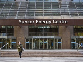 Suncor Energy Centre in downtown Calgary on Friday, Oct. 2, 2020. Canada's biggest oilsands producer announced it will trim up to 15 per cent of its workforce in the next 18 months.