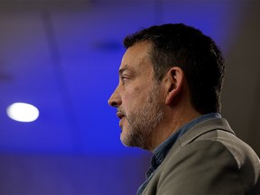 Alberta Federation of Labour President Gil McGowan during a press conference in Edmonton on Wednesday Oct. 28, 2020.