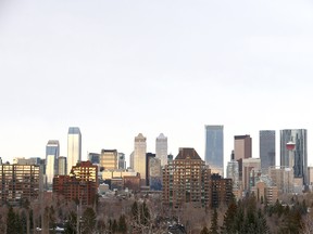 The Calgary skyline is pictured looking north on Tuesday, November 24, 2020.