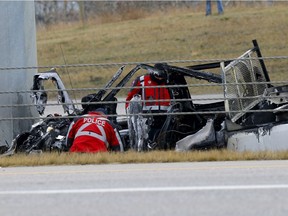 Calgary police investigate a serious single vehicle accident on Stoney Trail and 52 St. S.E.