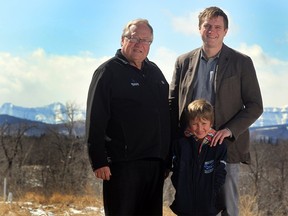 FILE PHOTO: Beaver Drilling then-President Brain Krausert, left, was photographed with his son Kevin Krausert and grandson Palmer Rallison, 7, on April 9, 2014 in Turner Valley. Kevin Krausert has recently resigned as president and CEO of Beaver Drilling Ltd.