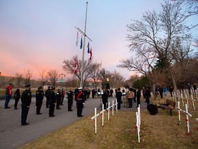 A sunrise remembrance ceremony at the Field of Crosses on Thursday, November 5, 2020 honoured media killed covering combat. Calgary Herald reporter Michelle Lang who was killed with four soldiers in a 2009 IED explosion in Afghanistan.