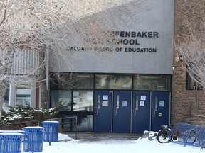 The entrance to John G. Diefenbaker High School in Calgary is shown on Thursday, November 12, 2020.