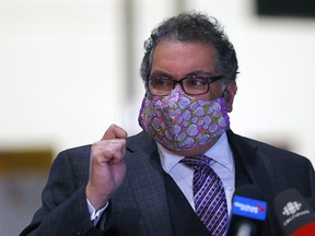 Calgary Mayor Naheed Nenshi reacts to Alberta Premier Jason Kenney's new restrictions to help fight the rise in COVID-19 in Calgary on Tuesday, November 24, 2020.