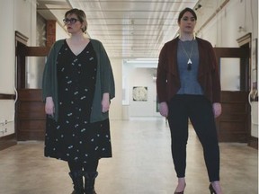 Danielle Martens, left, and Shelby Reinitz in DIY Theatre's Trauma.