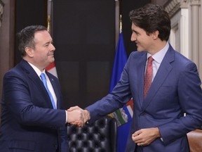 Prime Minister Justin Trudeau meets with Alberta Premier Jason Kenney on Parliament Hill in Ottawa on Tuesday, Dec. 10, 2019. The Liberal leader could be Kenney's best ally on saving the Keystone XL pipeline project, says columnist Rob Breakenridge.