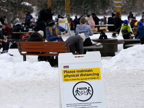 Calgary police and bylaw officers patrolled Bowness Park for crowd control and social distancing in Calgary on Wednesday, Dec. 30, 2020.
