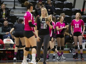 Incoming Calgary Dinos women’s volleyball head coach Christine Biggs is pictured during her tenure with the Unviersity of New Brunswick Reds, where she led a turnaround for the program