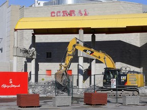 Demolition outside the historic Corral, on Monday, Nov. 9, 2020.