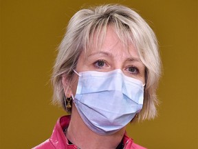 B.C. provincial health officer Dr. Bonnie Henry answers questions from the media in Vancouver on Dec. 15, 2020.