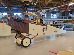 Replica of 1919 Curtiss Jenny JN-4 aircraft at Calgary's Hangar Flight Museum.