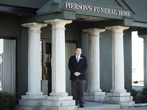 Funeral director David Root, of Pierson's Funeral Service, poses for a portrait in Calgary, Alta., Sunday, Dec. 4, 2020.