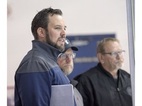 Canmore Eagles head coach Andrew Milne watches a game in this photo from 2017. File photo by Pam Doyle/Postmedia.