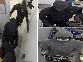 Four suspects forced their way into a locked Telus store at 33 Heritage Meadows Way S.E. around 6:40 p.m. on Nov. 26.