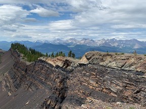 This handout image shows Grassy Mountain, Alta., looking south west.