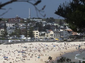 A general view of a busy Bondi Beach on Jan. 14, 2021 in Sydney, Australia.