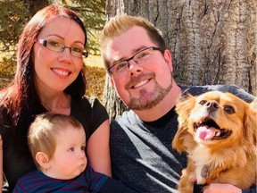 Dara Christensen and Kurt Fraser with their 13-month-old son Brandon and dog Sadie. Sunday, January 24, 2021. Photo/ Supplied