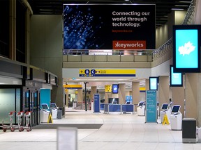 The terminal at the Calgary Airport, with access restricted due to COVID-19. Monday, Jan. 18, 2021.