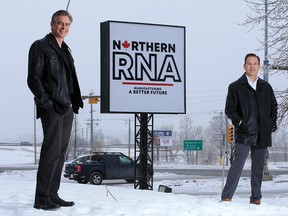 Brad Sorenson, left and Brad Stevens with Northern RNA were photographed at the company's northeast Calgary facility on Monday, Jan. 25, 2021.