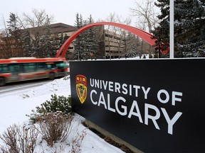 Signs on a quiet University of Calgary campus are seen on Thursday, Jan. 28, 2021. Most students are still learning remotely on Canadian campuses.