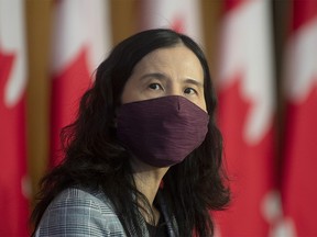 Chief Public Health Officer Theresa Tam looks on at the start of a technical briefing on the COVID pandemic in Canada, Friday, Jan. 15, 2021 in Ottawa.