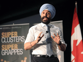 Navdeep Bains, Minister of Innovation, Science and Economic Development, announces proposals under the $950-million Innovation Superclusters Initiative in Ottawa, February 15, 2018.