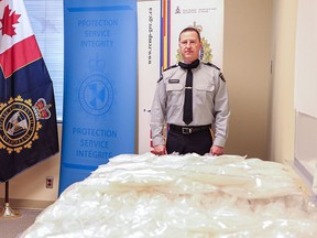 CBSA officers seized a record 228 kilograms of methamphetamine at the Coutts, Alta., border crossing on Dec. 25, 2020.