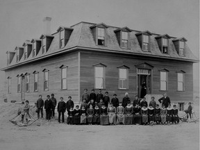Morley Indian Residential School - McDougall Orphanage, students, Morley, Alberta, ca. 1890-1895] ca. 1890-1895.