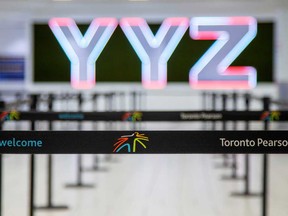 An empty terminal 3 at Toronto's Pearson airport, amid a spike in COVID-19 cases in December. A drop in business travel during the pandemic has lead to a US$710 billion year-on-year loss of revenue to the industry.
