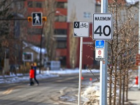 A 40 km/h residential zone along 5th Avenue N.W. was photographed on Sunday, Jan. 31, 2021.